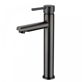 Euro Round Solid Brass Gunmetal Grey Tall Basin Mixer Bathroom Vanity Tap - NZHomeware