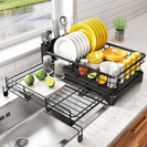 Expandable Dish Bowl Storage Rack Sink Drainer Kitchen Plate Drying Holder Black - NZHomeware