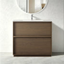 Essenza 900mm Floor Standing Vanity Cabinet – Walnut Finish - NZHomeware