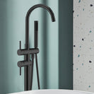 Matte Black Freestanding Bath Mixer Tap close up - NZHomeware