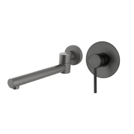 Euro Round Gunmetal Grey Bathtub/Basin Swivel Wall Spouts WIth Mixer Set - NZHomeware