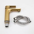 Solid Brass Brushed Yellow Gold Basin Mixer Tap Bathroom Vanity Tap - NZHomeware