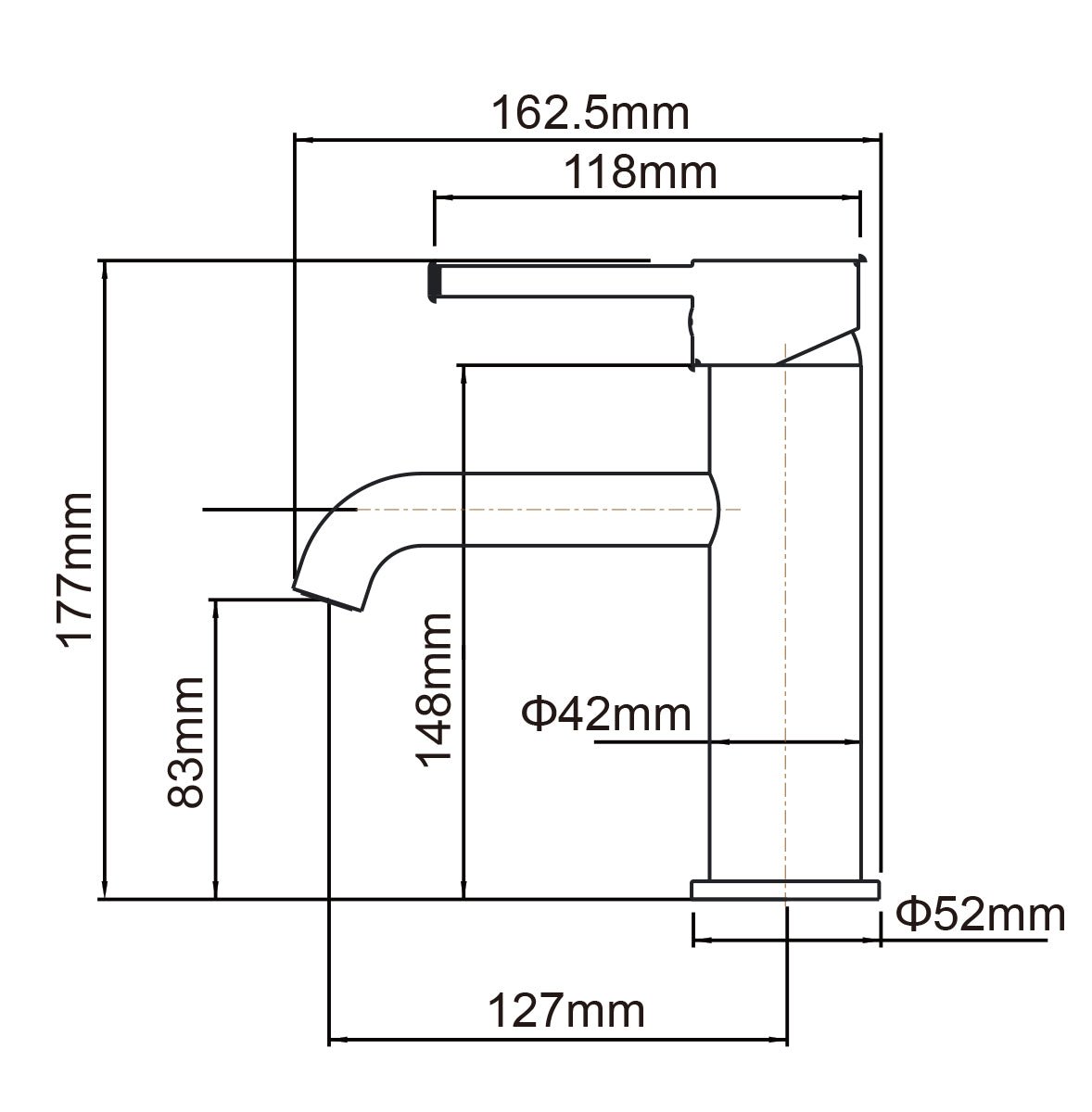 LUCID PIN Matt Black Basin Mixer Tap | Solid Brass Lead-Free Watermark size guide 1