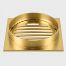 110x110mm Square Brushed Yellow Gold Brass Floor Waste Shower Grate Drain Outlet 100mm - NZHomeware