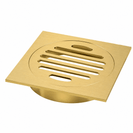 110x110mm Square Brushed Yellow Gold Brass Floor Waste Shower Grate Drain Outlet 100mm - NZHomeware