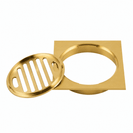 110x110mm Square Brushed Yellow Gold Brass Floor Waste Shower Grate Drain Outlet 100mm - NZHomeware