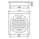 110mm Square Gunmetal Grey Brass Floor Waste Shower Grate Drain Outlet 100mm - NZHomeware