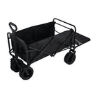 Foldable Outdoor Wagon Trolley Cart Folding Dining Table Metal Frame Collapsible 360° Swivel Wheel with Brake Storage Car Adjustable Handle Camping Picnic - NZHomeware