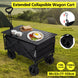 Foldable Outdoor Wagon Trolley Cart Folding Dining Table Metal Frame Collapsible 360° Swivel Wheel with Brake Storage Car Adjustable Handle Camping Picnic - NZHomeware