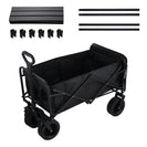 Foldable Outdoor Wagon Trolley Cart Folding Dining Table Metal Frame Collapsible 360° Swivel Wheel with Brake Storage Car Adjustable Handle Camping Picnic - NZHomeware