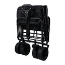 Foldable Outdoor Wagon Trolley Cart Folding Dining Table Metal Frame Collapsible 360° Swivel Wheel with Brake Storage Car Adjustable Handle Camping Picnic - NZHomeware