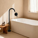 Freestanding Floor Mounted Bath Spout with Wall Mixer | Solid Brass Black Tap Set NZ - NZHomeware