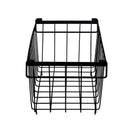 4 Pack Stackable Black Freezer Storage Baskets Carbon Steel Organizer Bins with Handles - NZHomeware