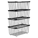 4 Pack Stackable Black Freezer Storage Baskets Carbon Steel Organizer Bins with Handles - NZHomeware