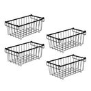 4 Pack Stackable Black Freezer Storage Baskets Carbon Steel Organizer Bins with Handles - NZHomeware