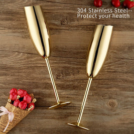 Gold Champagne Glass Cups 200ml PACK 2 Stainless Wine Cocktail Drinkware SUS304 - NZHomeware