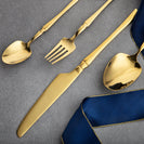 Gold Stainless Steel Cutlery Set Dinner Knife Fork Spoon 30pcs Gift Set - NZHomeware