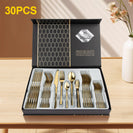 Gold Stainless Steel Cutlery Set Dinner Knife Fork Spoon 30pcs Gift Set - NZHomeware