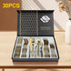 Gold Stainless Steel Cutlery Set Dinner Knife Fork Spoon 30pcs Gift Set - NZHomeware