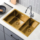 Gold Stainless Steel Kitchen Sink 710x450mm Double Bowl, Top/Undermount, Corrosion & Oil Resistant - NZHomeware