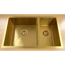 Gold Stainless Steel Kitchen Sink 710x450mm Double Bowl, Top/Undermount, Corrosion & Oil Resistant - NZHomeware