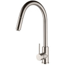Gooseneck Brushed Nickel 360° Swivel Pull Out Kitchen Sink Mixer Tap Solid Brass - NZHomeware