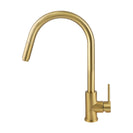 Gooseneck Brushed Yellow Gold 360° Swivel Pull Out Kitchen Sink Mixer Tap Solid Brass - NZHomeware