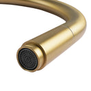 Gooseneck Brushed Yellow Gold 360° Swivel Pull Out Kitchen Sink Mixer Tap Solid Brass - NZHomeware