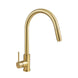 Gooseneck Brushed Yellow Gold 360° Swivel Pull Out Kitchen Sink Mixer Tap Solid Brass - NZHomeware