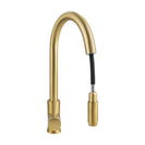 Gooseneck Brushed Yellow Gold 360° Swivel Pull Out Kitchen Sink Mixer Tap Solid Brass - NZHomeware