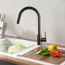 Gooseneck Gunmetal Grey 360° Swivel Pull Out Kitchen Sink Mixer Tap Solid Brass - NZHomeware