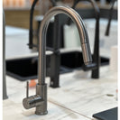 Gooseneck Gunmetal Grey 360° Swivel Pull Out Kitchen Sink Mixer Tap Solid Brass - NZHomeware