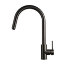 Gooseneck Gunmetal Grey 360° Swivel Pull Out Kitchen Sink Mixer Tap Solid Brass - NZHomeware