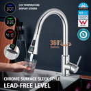 Gooseneck Pull Out LCD Display Kitchen Laundry Sink Mixer Tap 360° Swivel Chrome Faucet - NZHomeware