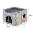 Gray Diamond Pattern Double - Layer Cat House with Scratching Mat Foldable Enclosed Cat Cave Pet Cube House Nest for Indoor - NZHomeware
