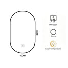 400x600mm Oval Backlit LED Bathroom Mirror with Demister, 3 Colour Temperature & Dimmable Touch Sensor - NZHomeware
