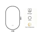 400x600mm Oval Backlit LED Bathroom Mirror with Demister, 3 Colour Temperature & Dimmable Touch Sensor