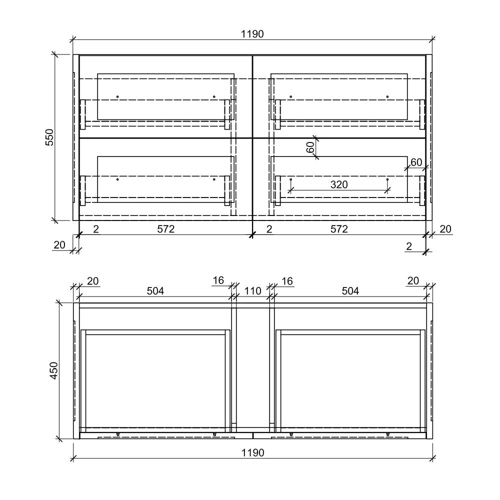 HAMPTON 1200mm Plywood Wall Hung Vanity - Matte White size guide 2