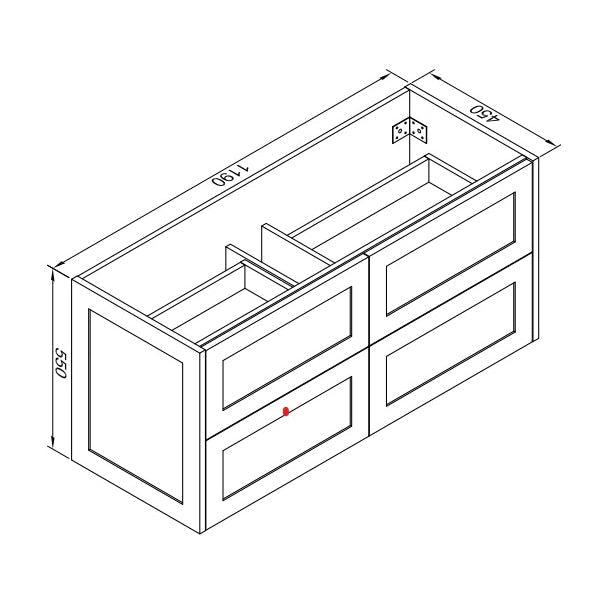 HAMPTON 1200mm Plywood Wall Hung Vanity - Matte White size guide 1