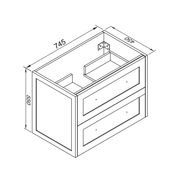 HAMPTON 750MM Plywood Wall Hung Vanity - Matte White size guide 1