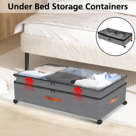 Height Adjustable Under Bed Storage Containers with Wheels Visible Cover Rolling Trolley Box Organizer for Shoes Clothes Blankets - NZHomeware