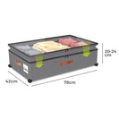 Height Adjustable Under Bed Storage Containers with Wheels Visible Cover Rolling Trolley Box Organizer for Shoes Clothes Blankets - NZHomeware