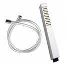 Brass Square Chrome Hand Held Shower Head With Water Hose - NZHomeware