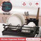 Kitchen Black Dish Drying Drainer Storage Rack Wire Basket 1 Tier Holder Organiser - NZHomeware