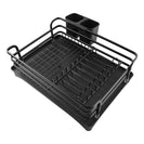 Kitchen Black Dish Drying Drainer Storage Rack Wire Basket 1 Tier Holder Organiser - NZHomeware