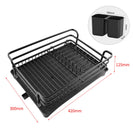 Kitchen Black Dish Drying Drainer Storage Rack Wire Basket 1 Tier Holder Organiser - NZHomeware