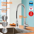 Kitchen Mixer Tap 3 - Mode Swivel Spout Pull Out Sink Faucet Brushed Nickel - NZHomeware