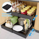 Kitchen Storage Shelf Cabinet Basket Pull Out Drawer Expandable 31 - 52cm Black - NZHomeware