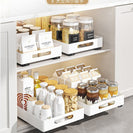 Kitchen Under Sink Shelf Cabinet Basket Pull Out Sliding Drawer Organizer White - NZHomeware