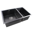 710x450x205mm 1.2mm Gunmetal Grey Stainless Steel Handmade Double Bowls Sink - NZHomeware